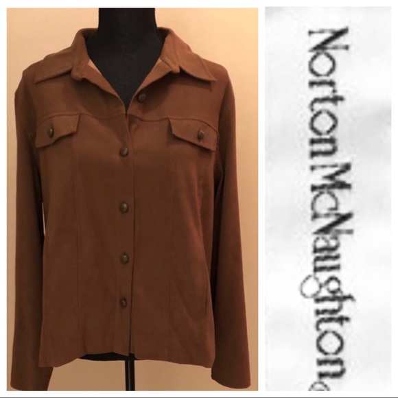 Norton McNaughton Tops - Brown Button Down Vintage NORTON PETITE MCNAUGHTON